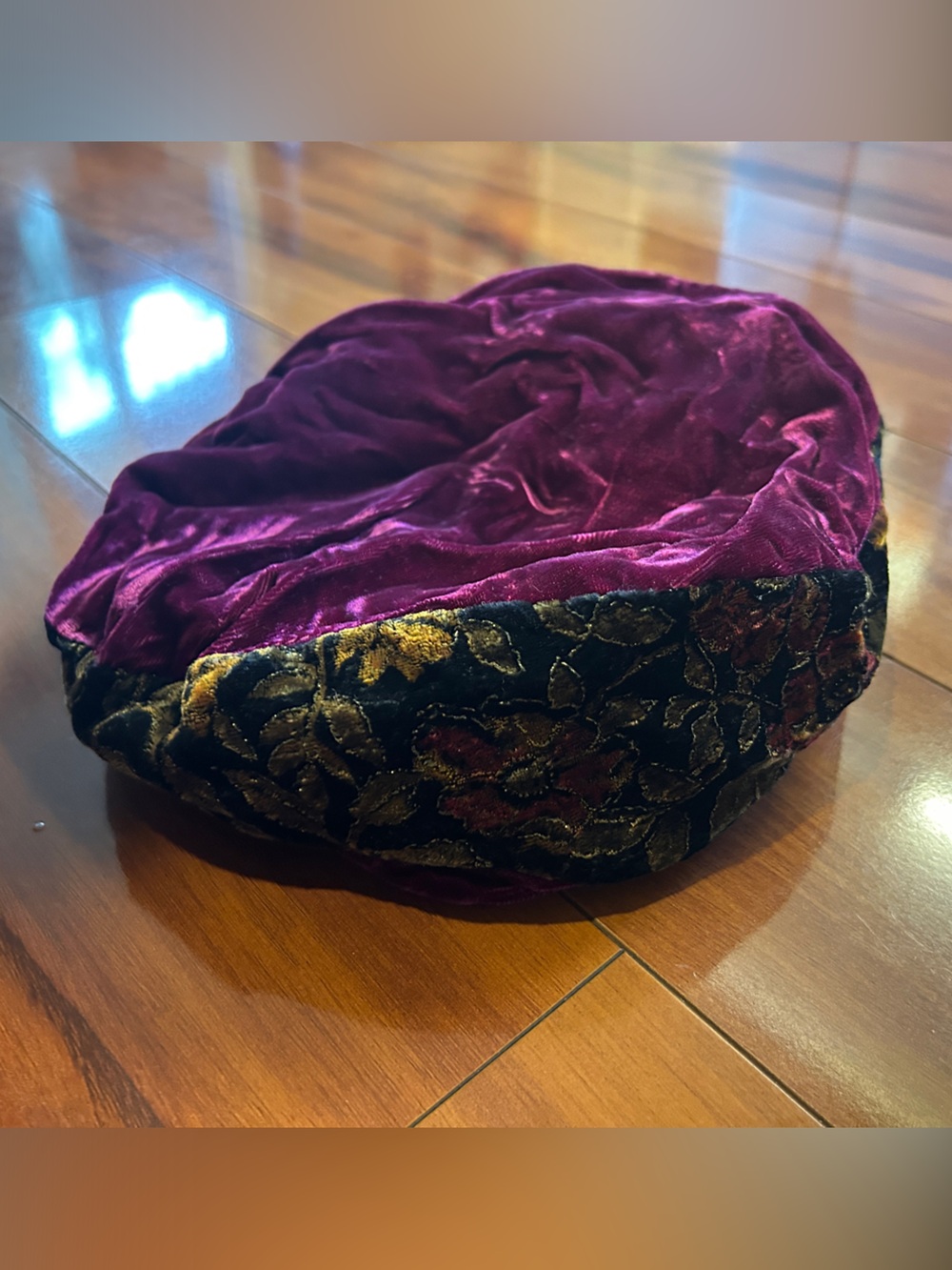Velvet Floral Accent Renaissance Hat (Adjustable)
